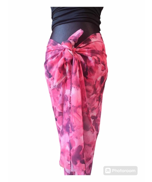 Wzorzysta spódnica plażowa chusta PAREO L/XL w kolorze amarantu